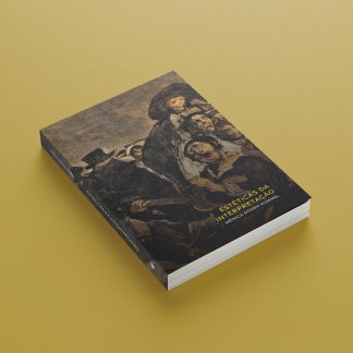 Estéticas da intepretação é um livro que traz na capa diversos autores tradicionais a foto tem um fundo quase dourado com o livro inclinado 60 graus a esquerda e tem a tonalidade preto.